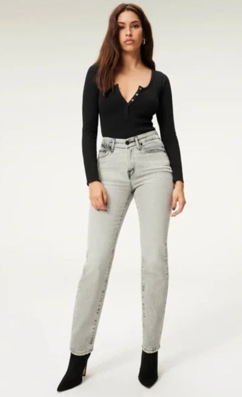 Good American Good Girlfriend Midrise Weekender Jean Size 2 / 26 Black Gray